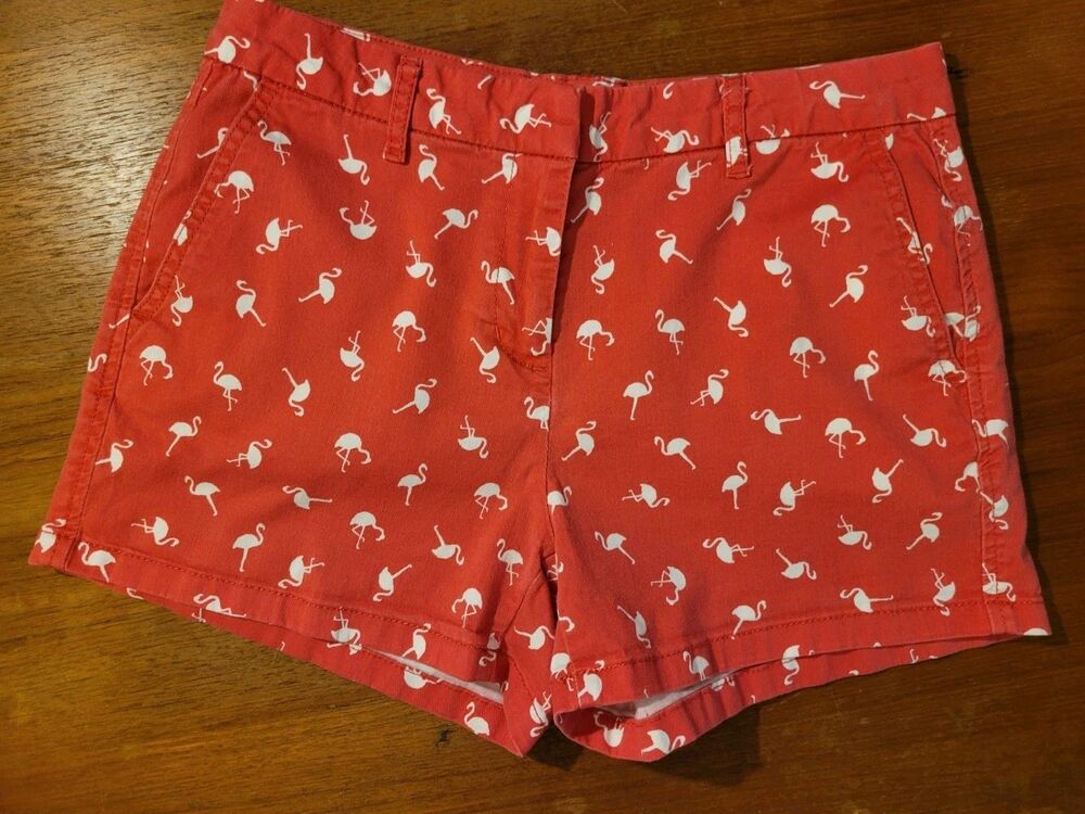 Elle Shorts Women 2 Pink White Flamingo Vacation Cruise Summer Beach Bird Hot